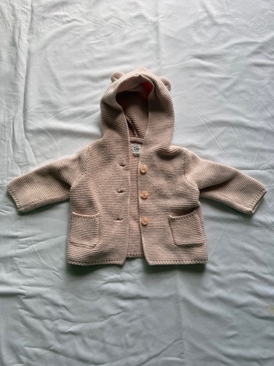 GAP Other - aby Gap Pink Bear Hooded Knit Cardigan Sweater 3-6M